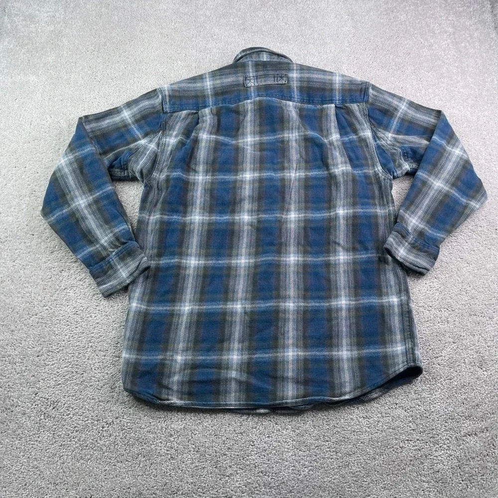 Duluth Shirt Mens Small‎ Blue Grey Heavy Burlyweight Flannel Workwear Tradesman